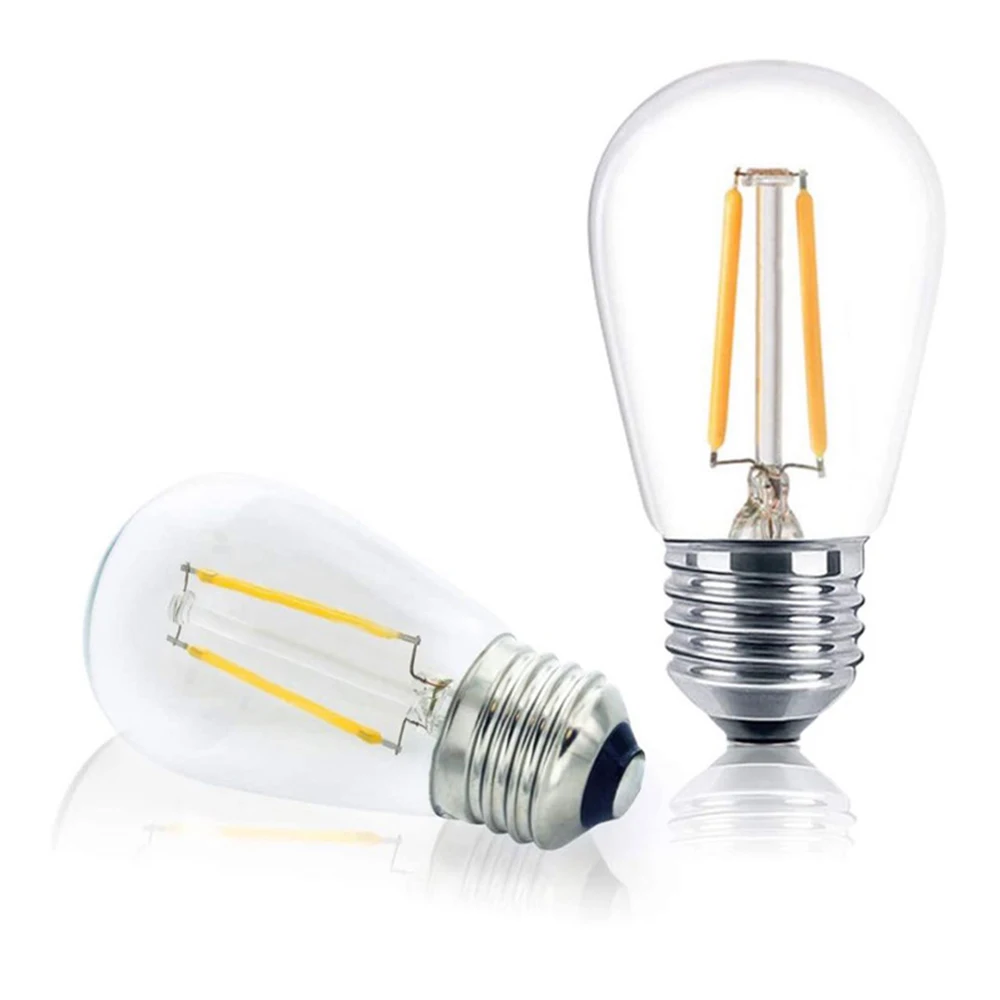 Светодиодные Сменные Лампочки S14 Небьющиеся Теплые Белые 2700K E27 Винтажные светодиодные Лампы Эдисона для Наружного Сада, Двора, Струнных Светильников2