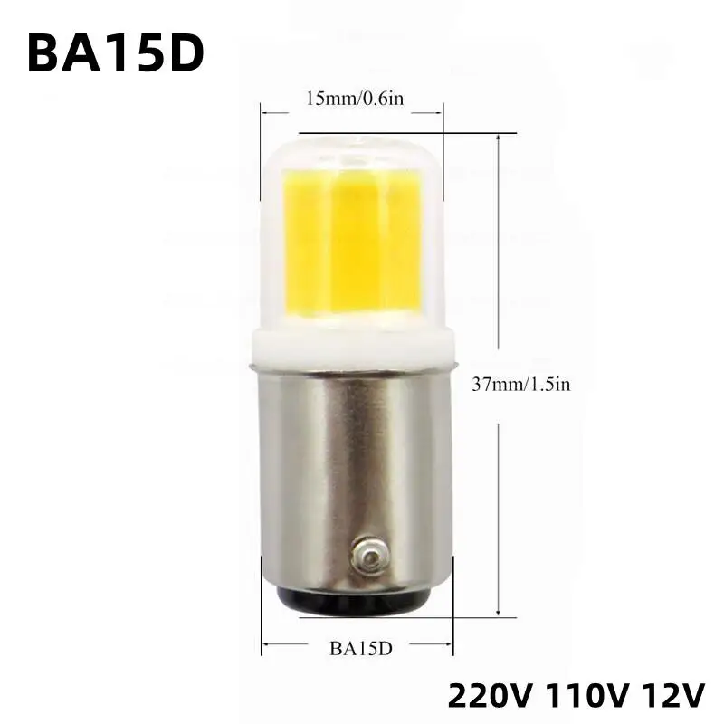 Светодиодные лампы B15, Галогенные Лампы мощностью 7 Вт с регулируемой яркостью, Эквивалент 50 Вт, AC110V/220 В, 12 В BA15 Bin-pin Base, COB Лампы для домашнего освещения0