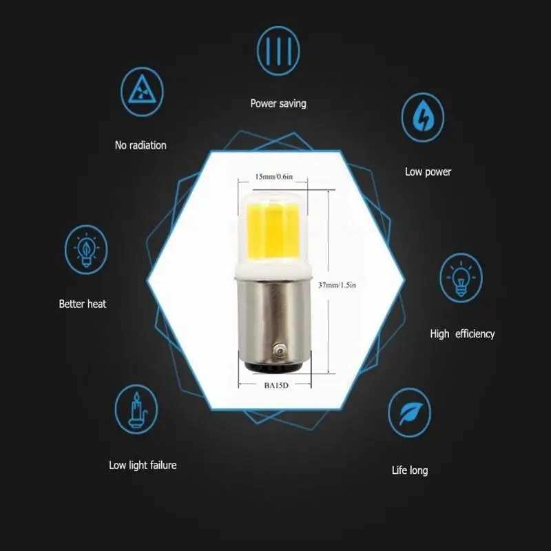 Светодиодные лампы B15, Галогенные Лампы мощностью 7 Вт с регулируемой яркостью, Эквивалент 50 Вт, AC110V/220 В, 12 В BA15 Bin-pin Base, COB Лампы для домашнего освещения5