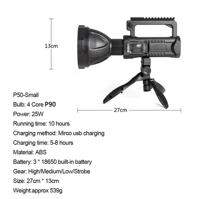 Светодиодный P90 Портативный Мощный Фонарик С Креплением На Кронштейне Ручной Прожектор USB Перезаряжаемый Прожектор Водонепроницаемый Фонарь5