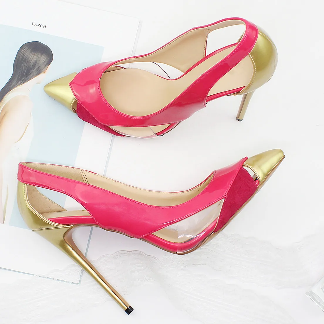Сексуальный Дизайн, разноцветные туфли-лодочки на высоком каблуке 12 см, модные женские туфли-лодочки с острым носком для Свадебного банкета, Женская обувь Большого Размера C008B0