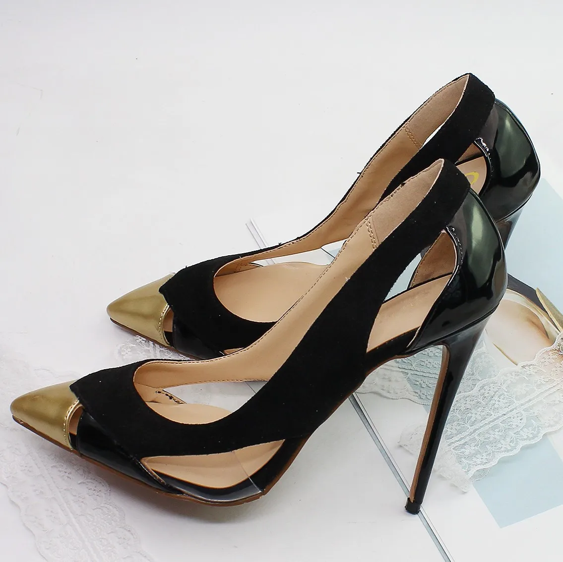 Сексуальный Дизайн, разноцветные туфли-лодочки на высоком каблуке 12 см, модные женские туфли-лодочки с острым носком для Свадебного банкета, Женская обувь Большого Размера C008B3