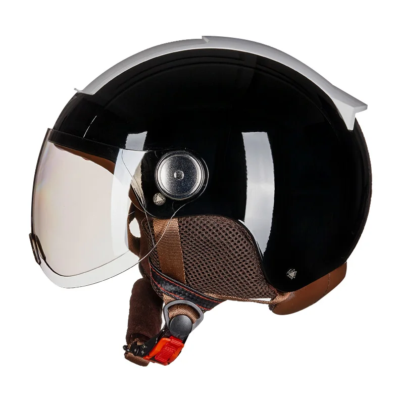 Сертификация шлема в горошек Электромобиль Серый мотоциклетный шлем Половина шлема Зима Теплая Женская Универсальная батарея Four Seasons2