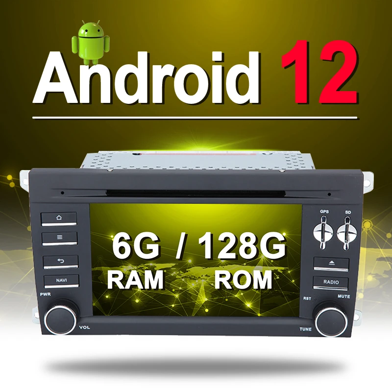Система Android 12 Автомобильный DVD GPS Навигационная система Авторадио для Porsche: Cayenne (2003-2010)0