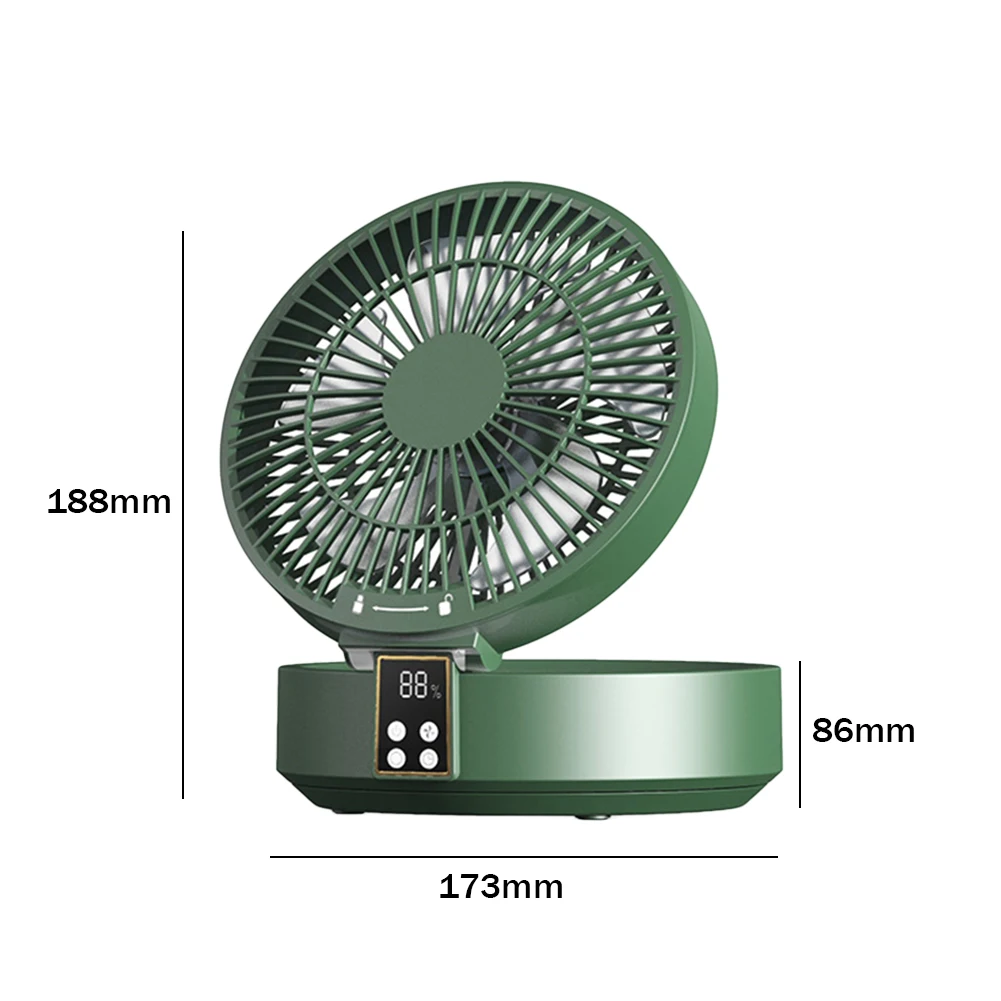 Складной Электрический вентилятор 4000 мАч Беспроводной настенный вентилятор 3 Скорости Перезаряжаемый пульт дистанционного управления для домашнего Офиса5