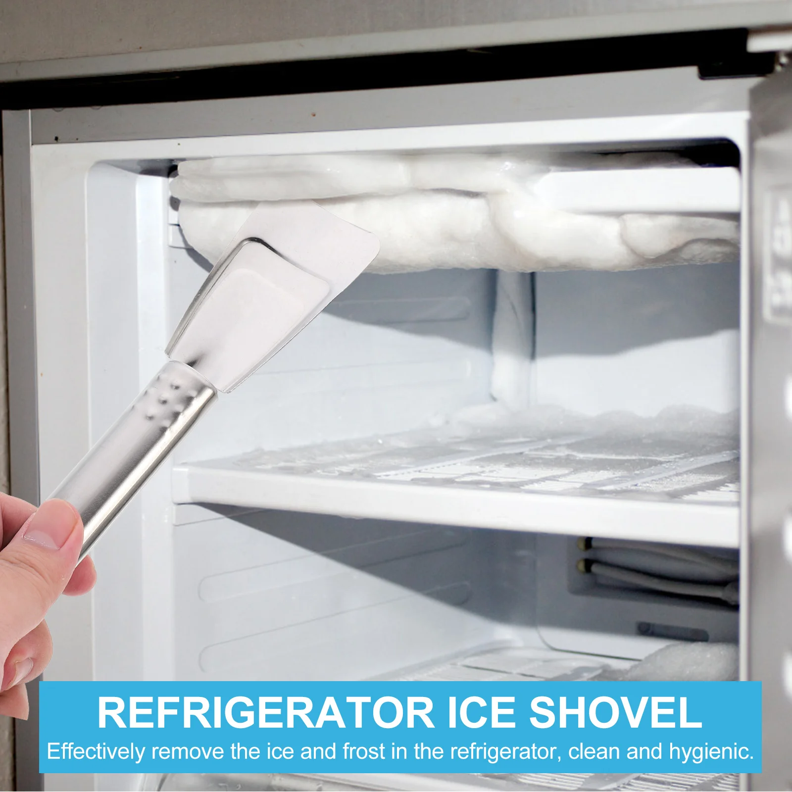 Совок для размораживания льда в домашних условиях из нержавеющей стали для удаления морозильной камеры Скребок для удаления льда с холодильника Ручной размораживатель холодильника1