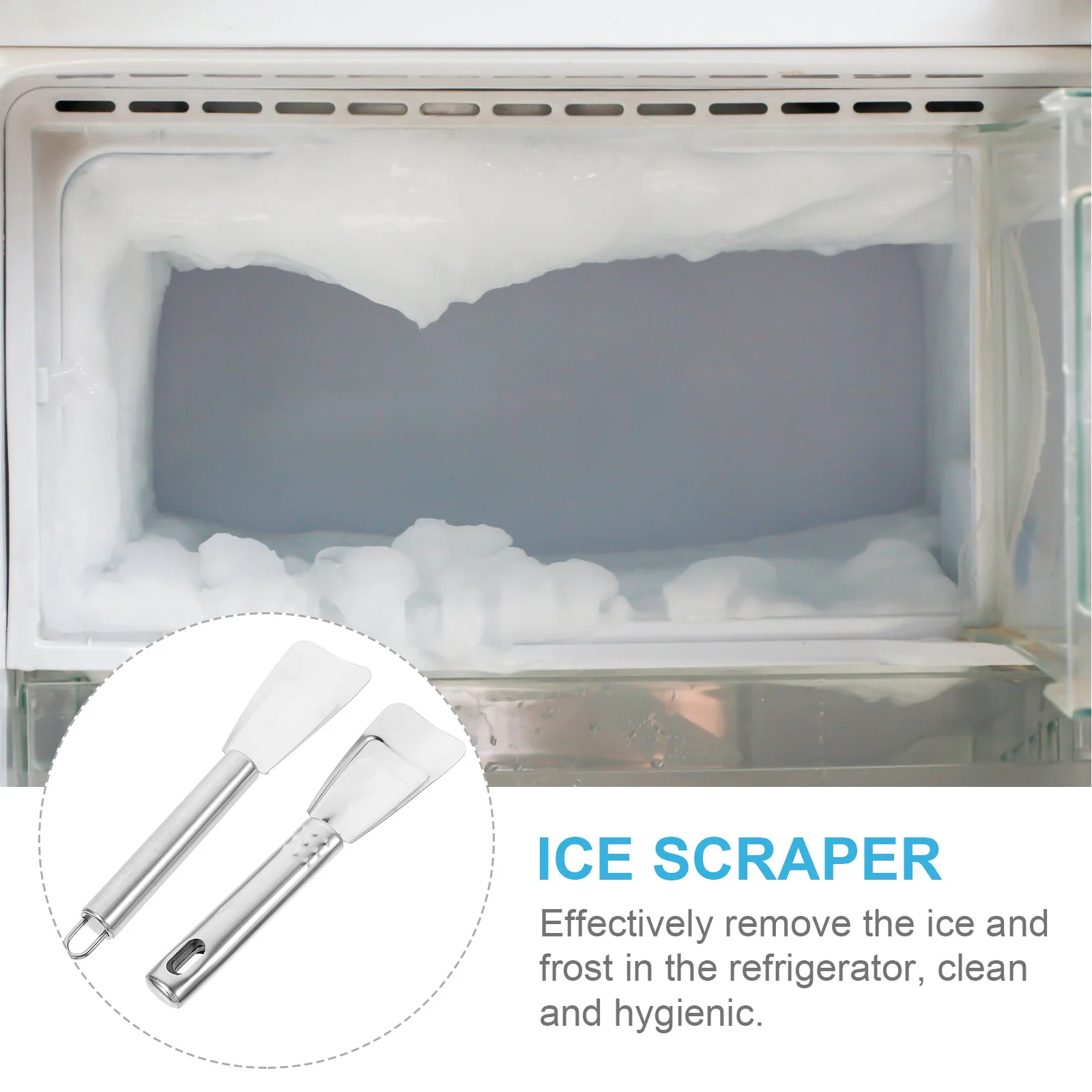 Совок для размораживания льда в домашних условиях из нержавеющей стали для удаления морозильной камеры Скребок для удаления льда с холодильника Ручной размораживатель холодильника5