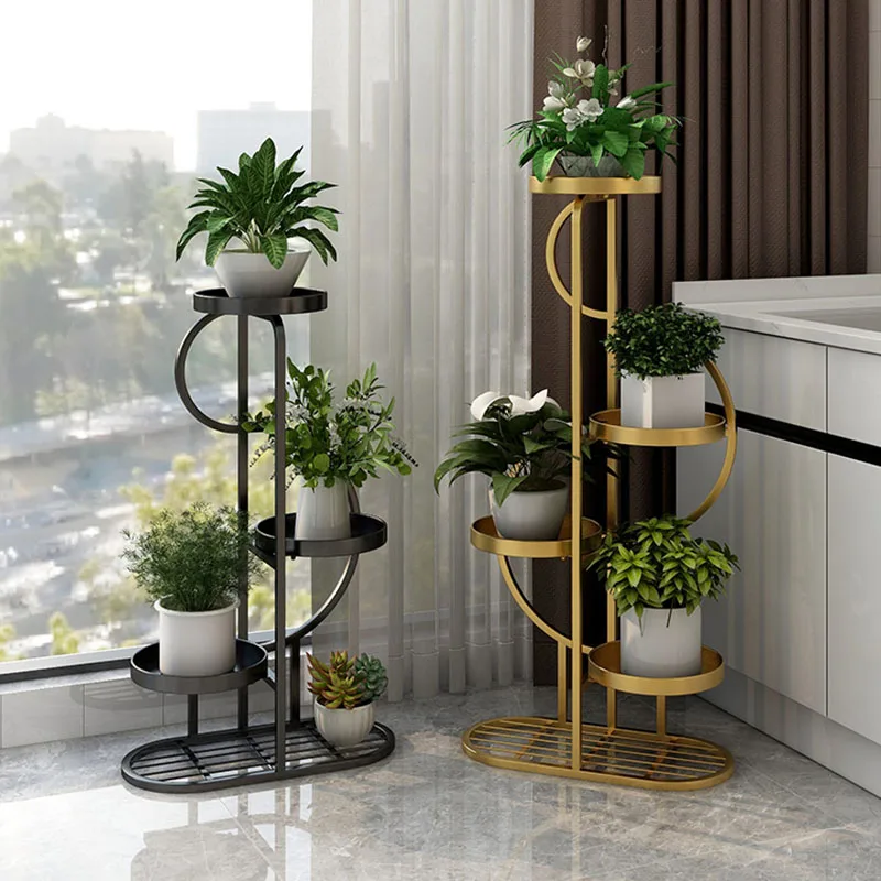 Современная Металлическая Подставка Для Цветов, Крытая Полка для растений Black Lady, Многоэтажная Мебель для балкона Luxry Mensole Per Piante4
