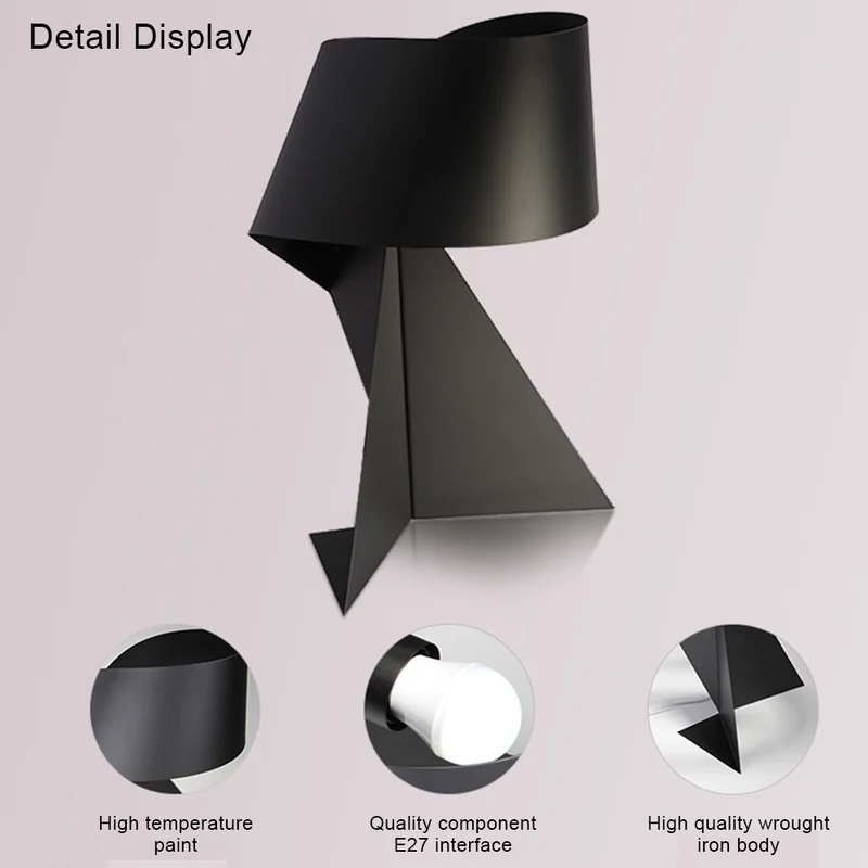 Современная минималистичная черно-белая настольная лампа Оригами E27, светодиодный декоративный светильник для гостиной, настольные лампы для спальни, гималаи1