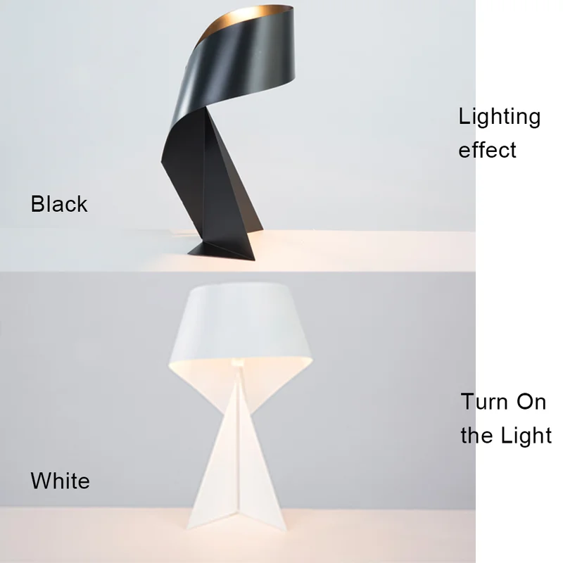 Современная минималистичная черно-белая настольная лампа Оригами E27, светодиодный декоративный светильник для гостиной, настольные лампы для спальни, гималаи2
