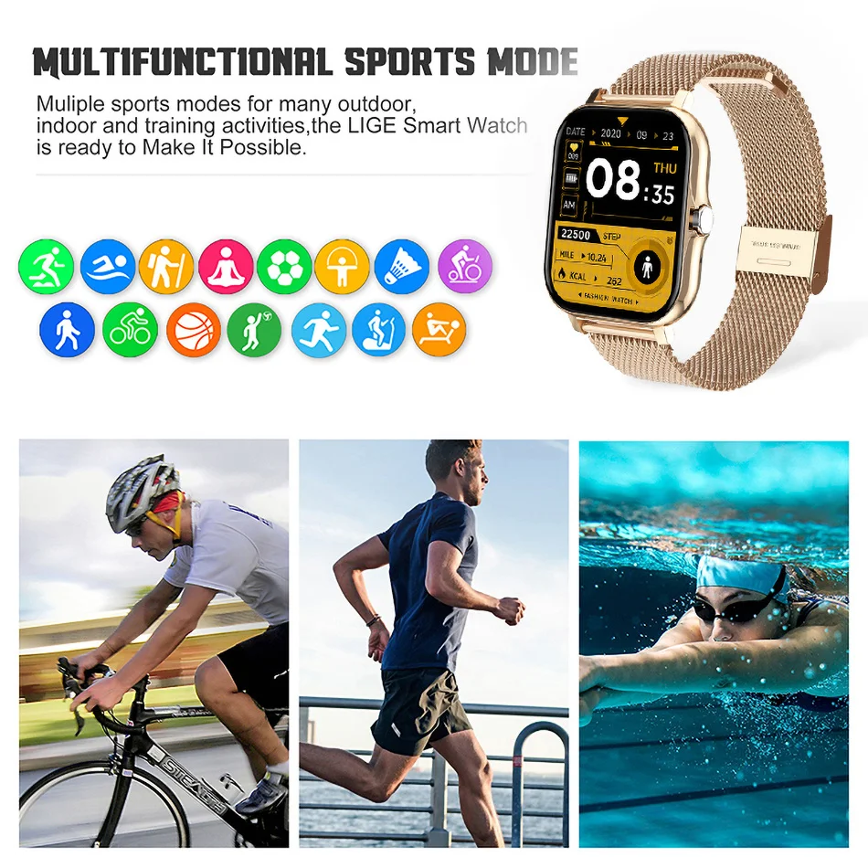 Спортивные Смарт-часы Для Мужчин И женщин, пульсометр, фитнес-трекер, Полный сенсорный Bluetooth-вызов, Умные часы, Металлический браслет, наручные часы с коробкой4
