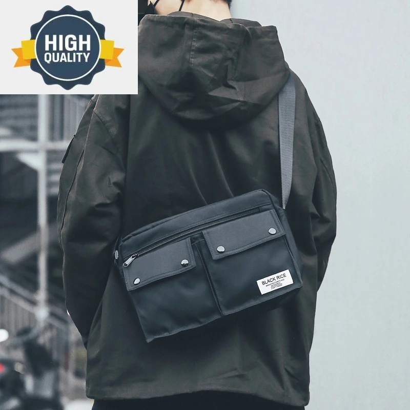 Стильная мужская корейская сумка через плечо, вместимость нескольких карманов, винтажная универсальная дорожная сумка-мессенджер для мужчин0