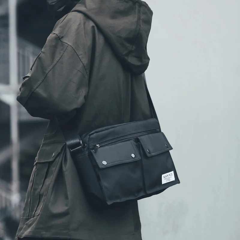 Стильная мужская корейская сумка через плечо, вместимость нескольких карманов, винтажная универсальная дорожная сумка-мессенджер для мужчин2