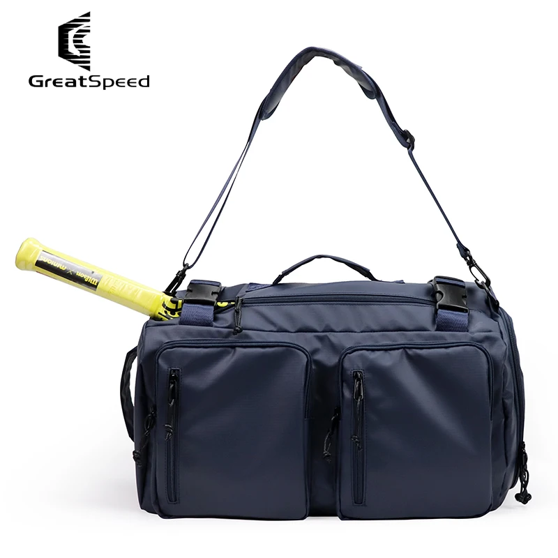 Теннисный рюкзак большой емкости из водонепроницаемой ткани с 2 пакетами, Многофункциональный, 3 Вида использования, спортивная сумка Tenis Raquete, Синяя сумка через плечо, Сумочка3