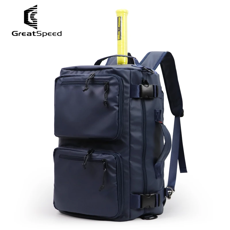 Теннисный рюкзак большой емкости из водонепроницаемой ткани с 2 пакетами, Многофункциональный, 3 Вида использования, спортивная сумка Tenis Raquete, Синяя сумка через плечо, Сумочка4