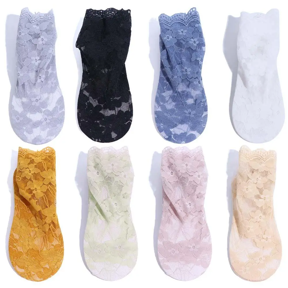 Тонкие Удобные Летние Чулочно-носочные изделия с цветочным узором для девочек, Женские носки, Сетчатые носки, Кружевные носки4