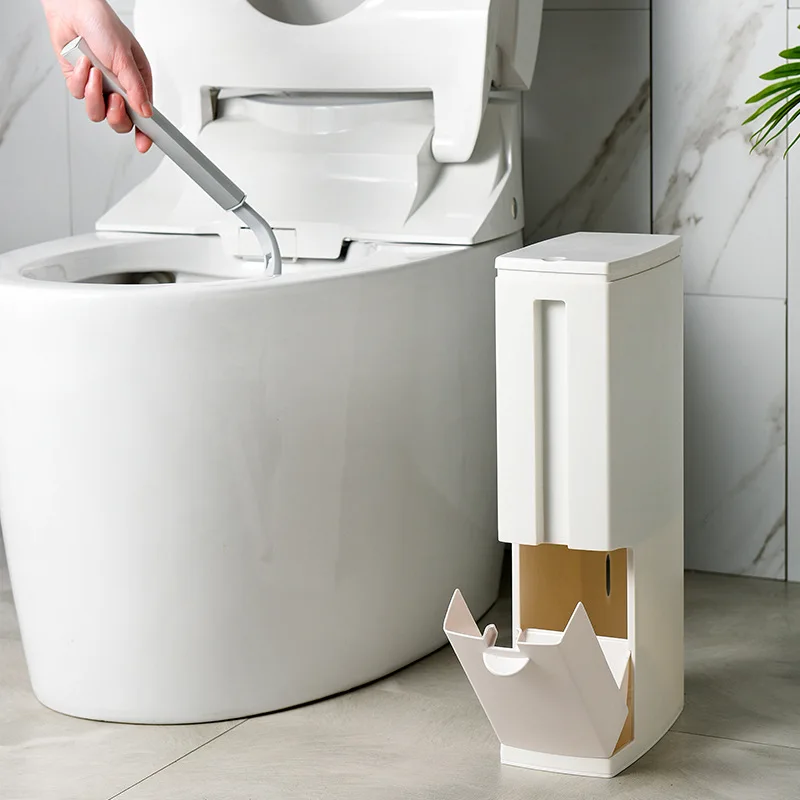 Треснувшее мусорное ведро в японском стиле, мусорное ведро для унитаза, набор бытовых туалетных щеток с крышкой, узкая маленькая корзина для туалетной бумаги3