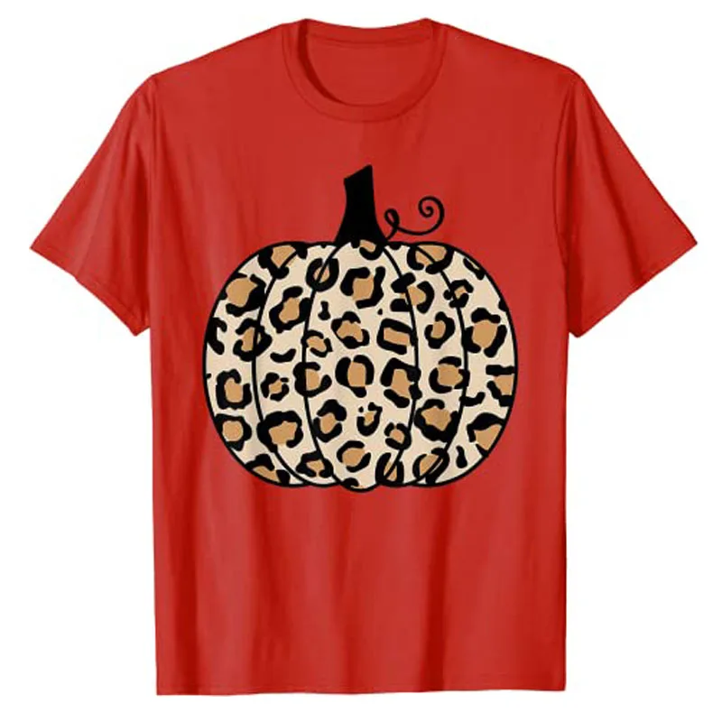 Тыквенный Леопардовый Принт на День Благодарения, Осенняя Женская футболка для девочек-подростков, Графическая Футболка Y2k, Топ, Блузки с коротким рукавом, Подарки, Базовая одежда4