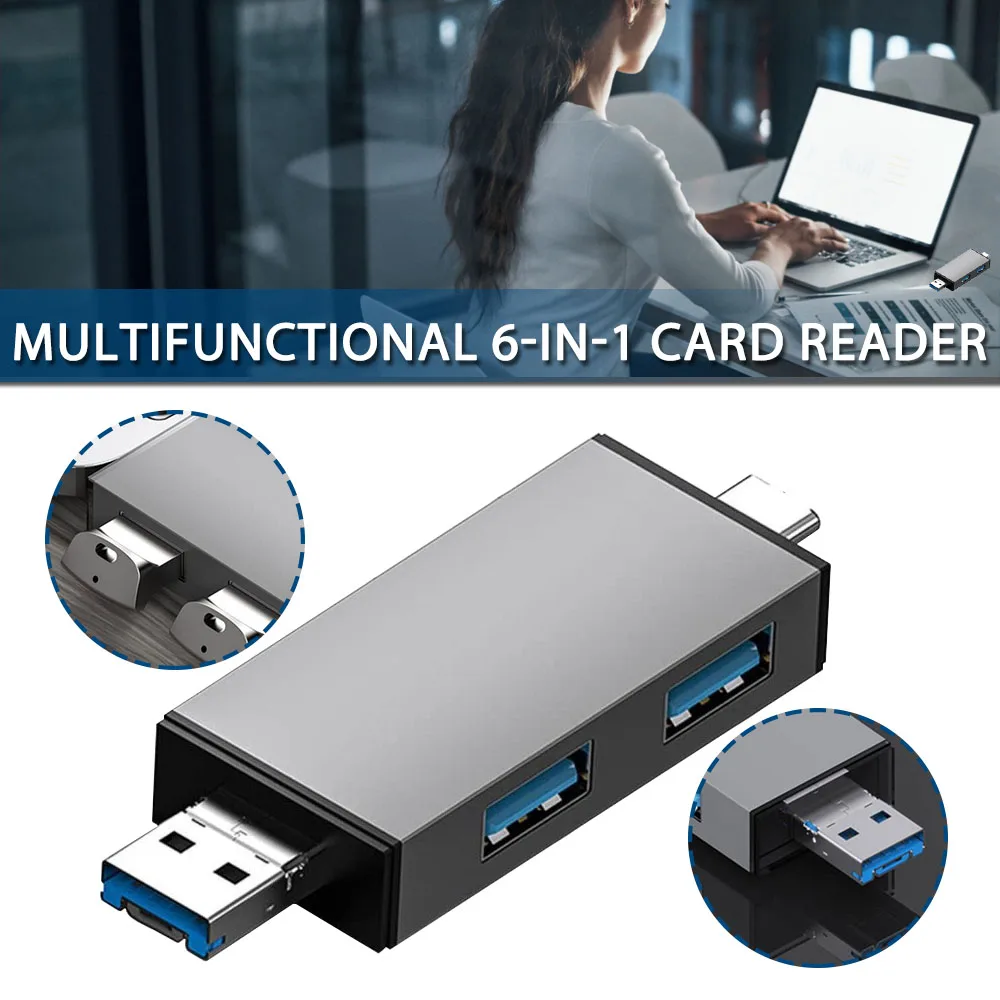 Устройство чтения карт USB 3.0, USB-C, Micro SD TF OTG, смарт-адаптер памяти, ноутбук, тонкая работа и хорошая производительность, простота в использовании Серый0