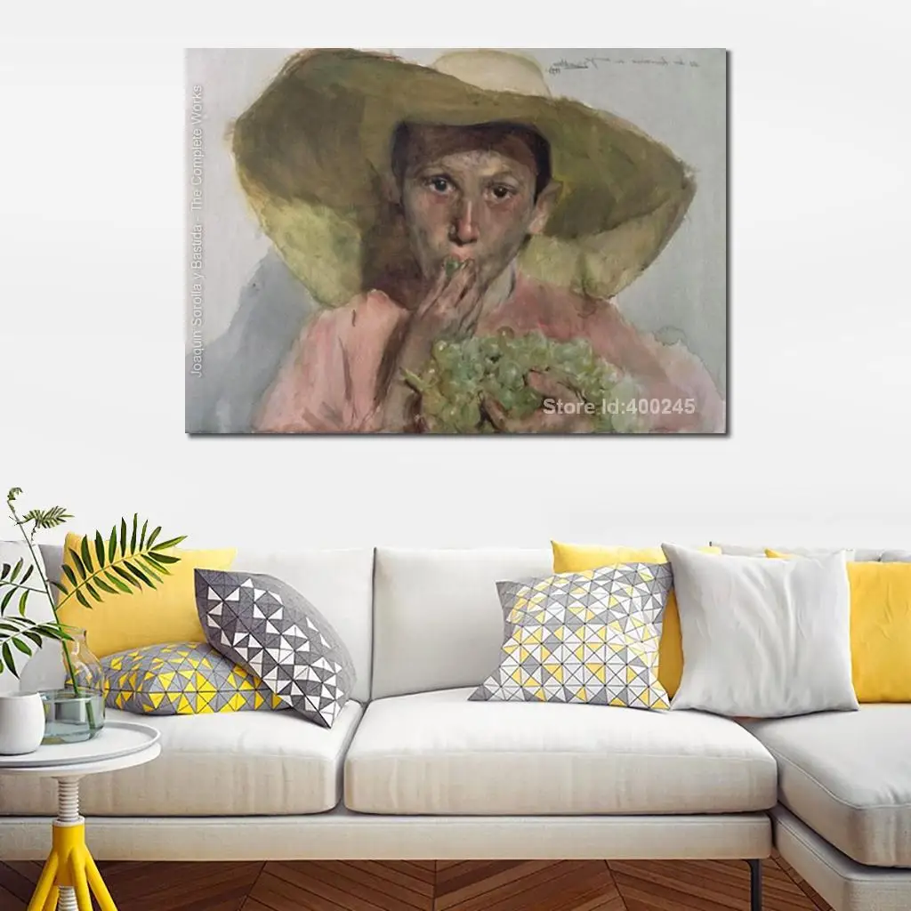 Хоакин Соролла и Бастида, картины мальчика, поедающего виноград, современный художественный пейзаж, Высококачественная ручная роспись2
