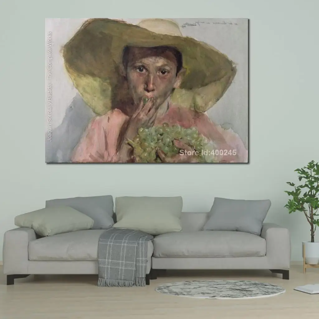 Хоакин Соролла и Бастида, картины мальчика, поедающего виноград, современный художественный пейзаж, Высококачественная ручная роспись3