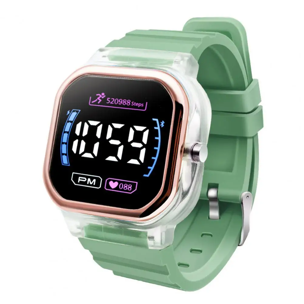 Электронные часы Со светящимся водонепроницаемым квадратным циферблатом Студенческие спортивные светодиодные цифровые наручные часы для повседневной носки2
