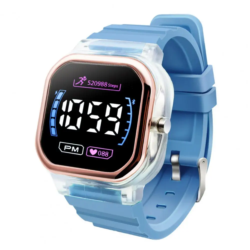Электронные часы Со светящимся водонепроницаемым квадратным циферблатом Студенческие спортивные светодиодные цифровые наручные часы для повседневной носки3