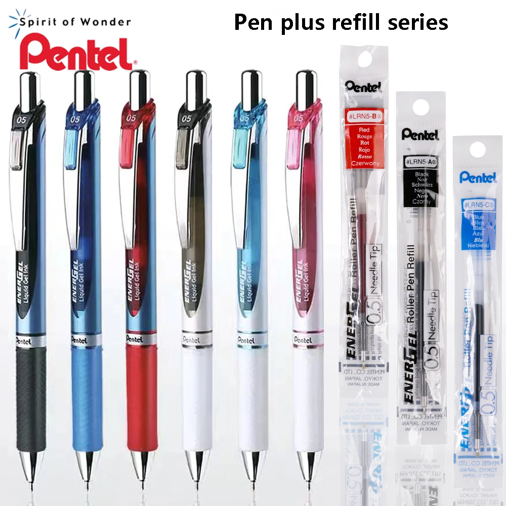 Япония Pentel BLN75 Нейтральная ручка Плюс заправка Гладкая и быстросохнущая 0,5 мм Канцелярские принадлежности для бизнеса Pentel Energel на водной основе0