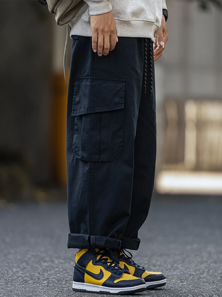 Японская уличная одежда, ретро Брюки-карго, Мужская одежда, Весна-осень, Корейские прямые брюки Harajuku, повседневные мешковатые брюки цвета Хаки, мужские1
