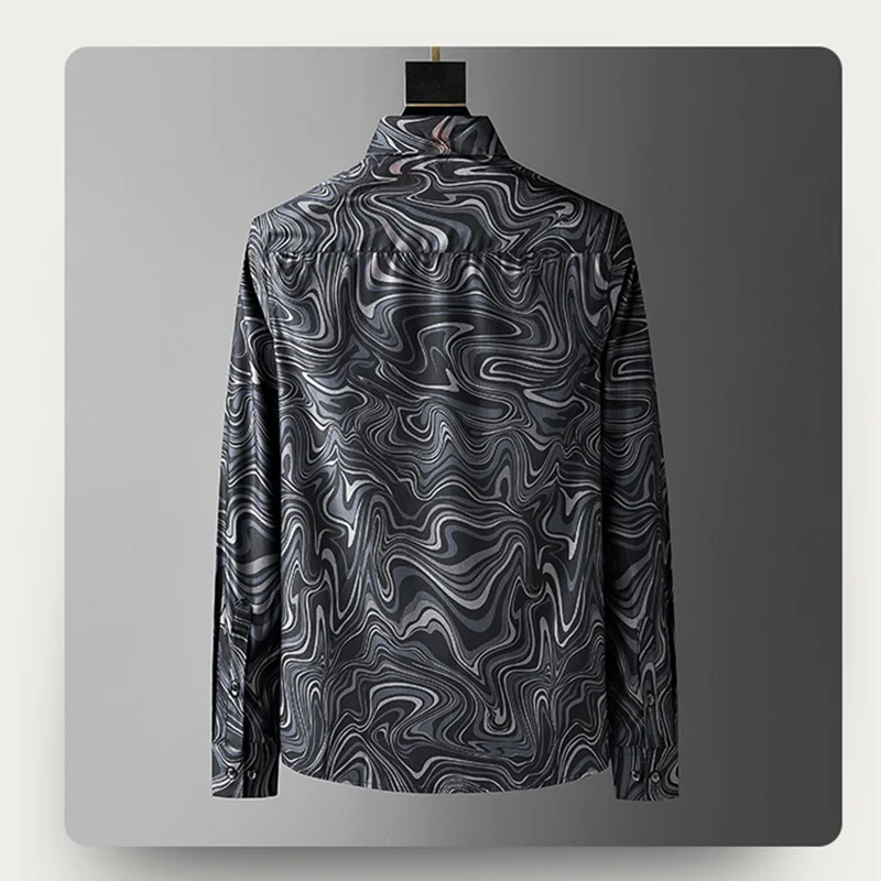 модный европейский и американский дизайнерский узор 2023, осенняя новая высококачественная повседневная мужская рубашка с красивым принтом1