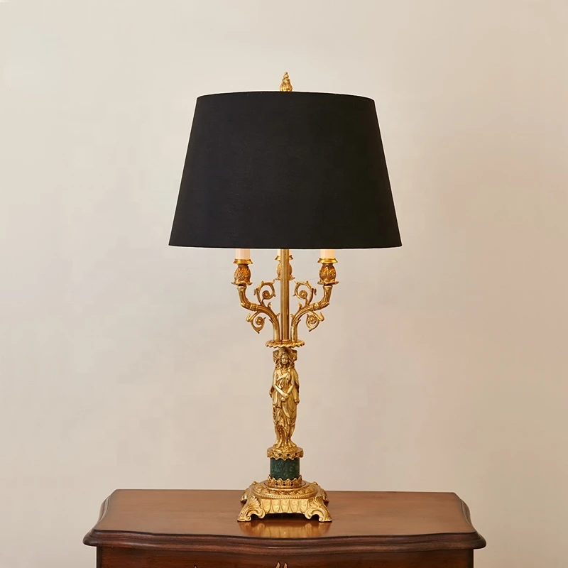 настольная лампа из латуни или меди с хрусталем ручной работы из воска с французским классическим абажуром из латуни1