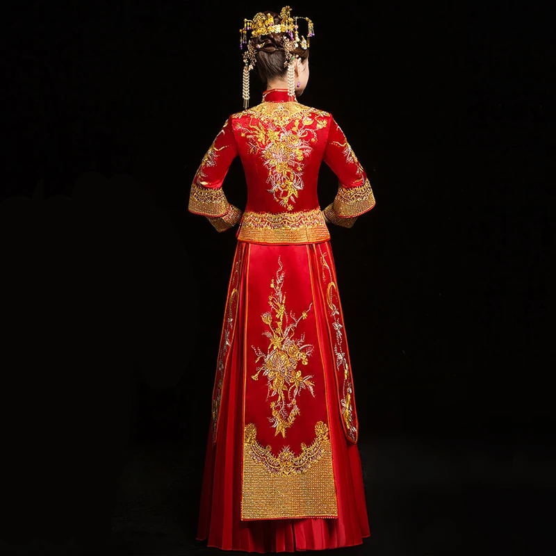 невеста Чонсам, винтажное свадебное вечернее платье в китайском стиле, одежда с вышивкой, костюм Феникса Ципао, Vestidos, Большие размеры S-6XL4