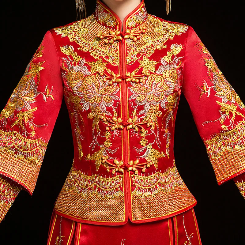 невеста Чонсам, винтажное свадебное вечернее платье в китайском стиле, одежда с вышивкой, костюм Феникса Ципао, Vestidos, Большие размеры S-6XL5