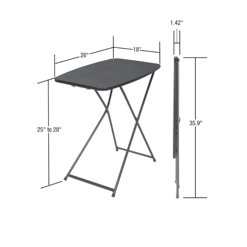 персональный складной стол 18 x 26 дюймов для помещений и улицы с регулируемой высотой, черный, 2 упаковки складной стол складной стол для кемпинга3